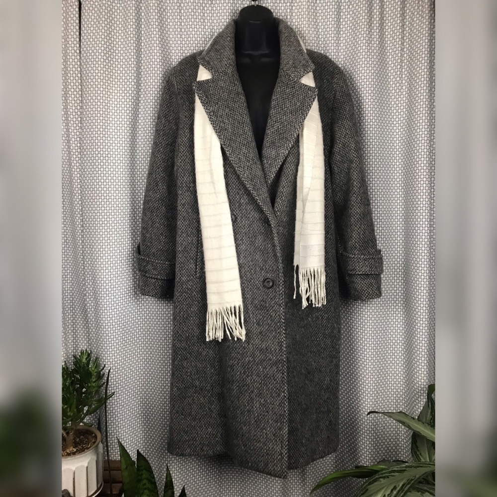 Vintage Wool Grey Tweed Long Coat 12